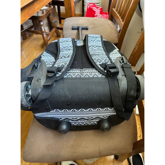 J World Sundance 20 inch Rolling Backpack Black and White Tribal print GUC - Picture 6 of 9